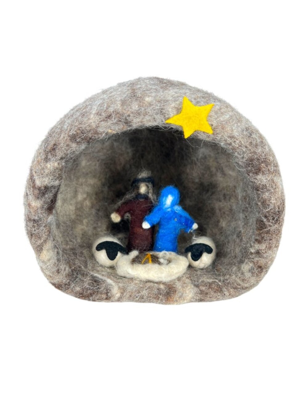L'Arche Felted Wool Nativity Grotto Scene Handmade Christmas Holiday Decor